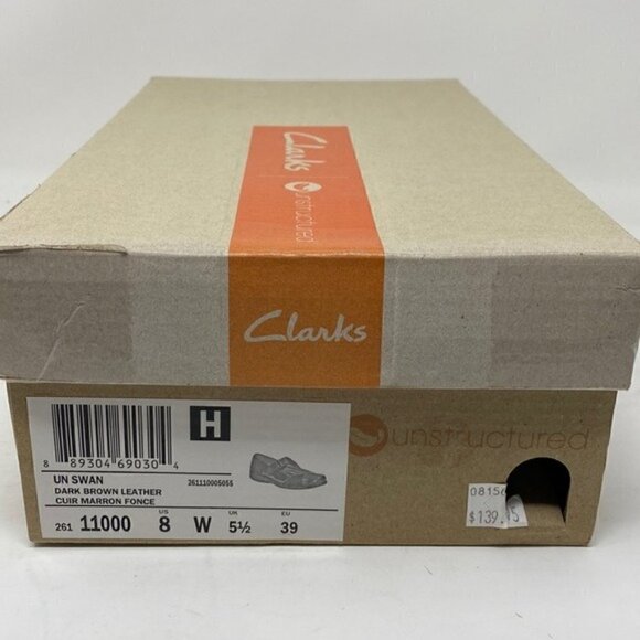 Clarks Un Swan Dark Brown Leather Mary Jane comfort shoes WIDE - Picture 8 of 8